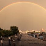 Yesterday’s rainbow over the garages…