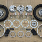 Honda CBX550 wheels: polished and spoked. Exploded view.