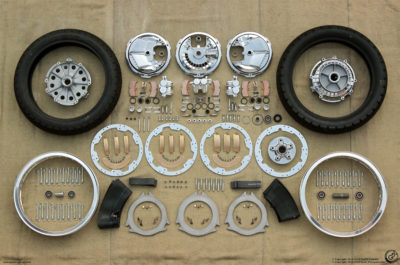 Honda CBX550 spoked wheels exploded view poster.