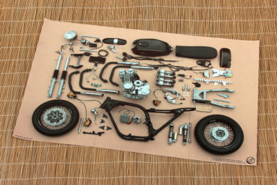 Cafe-racer poster. Exploded view.